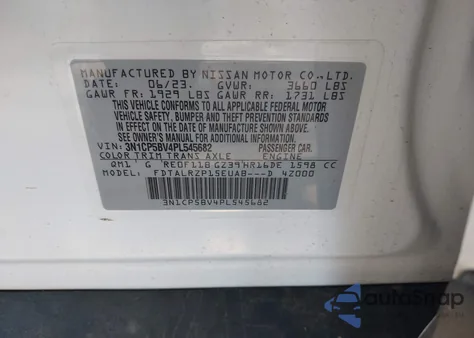 2023 Nissan Kicks S Xtronic Cvt from USA, damaged, VIN 3N1CP5BV4PL545682